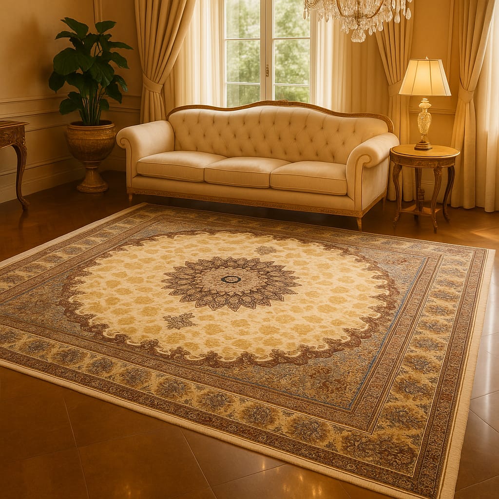 Kashmiri silk on silk carpets